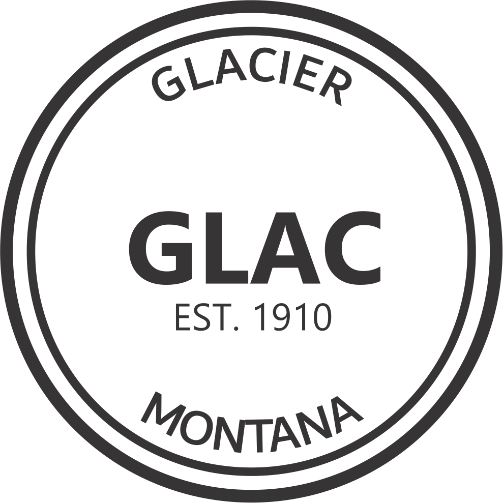 Engraving artwork showing Glacier National Park logo design