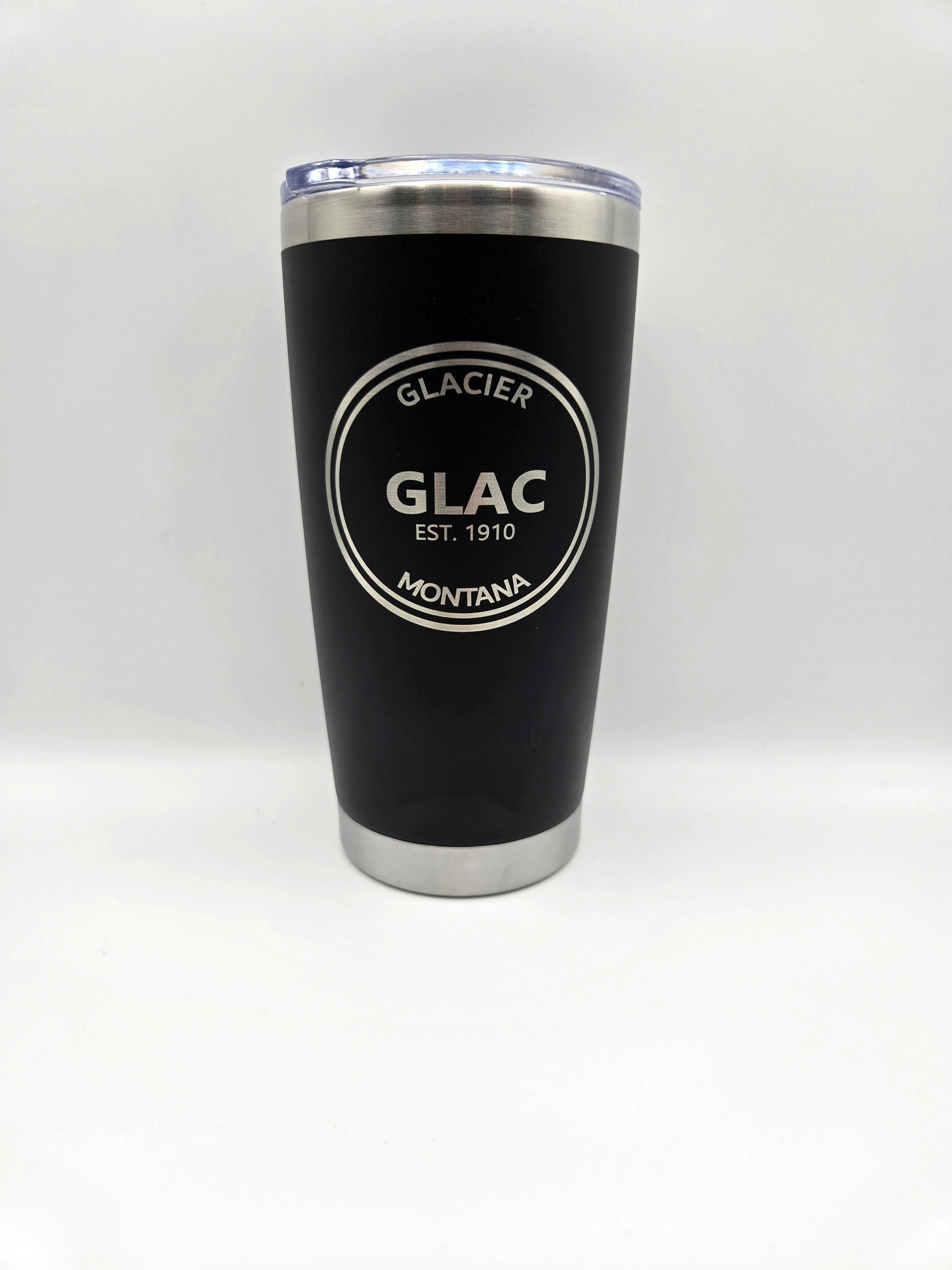 20oz insulated tumbler engraved with Glacier National Park logo
