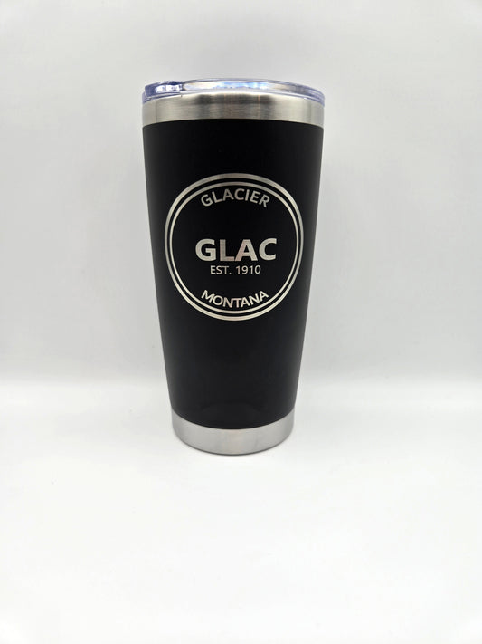 20oz insulated tumbler engraved with Glacier National Park logo