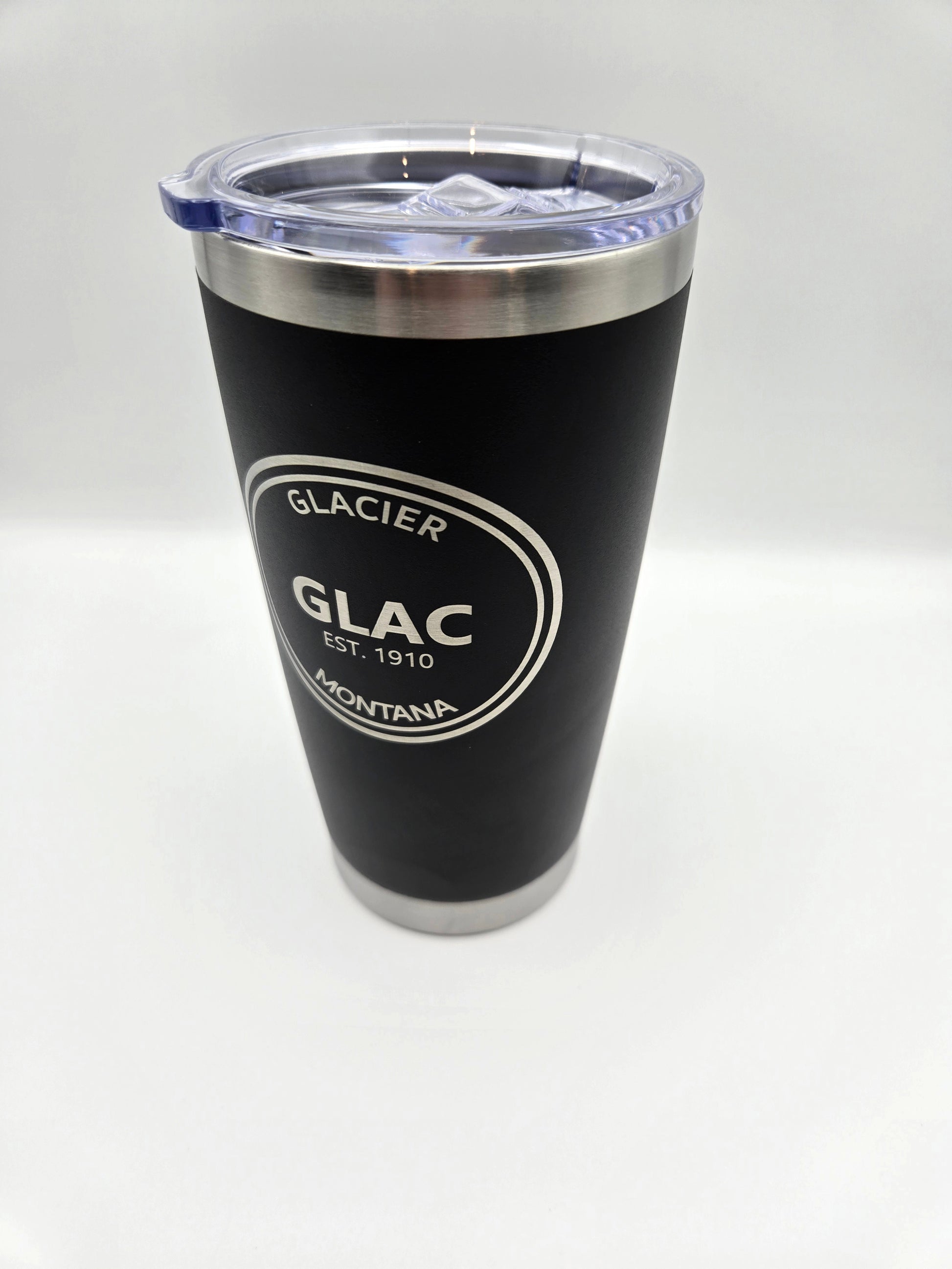 20oz insulated tumbler engraved with Glacier National Park logo