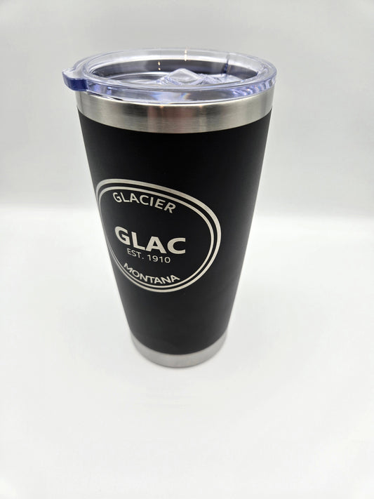 20oz insulated tumbler engraved with Glacier National Park logo