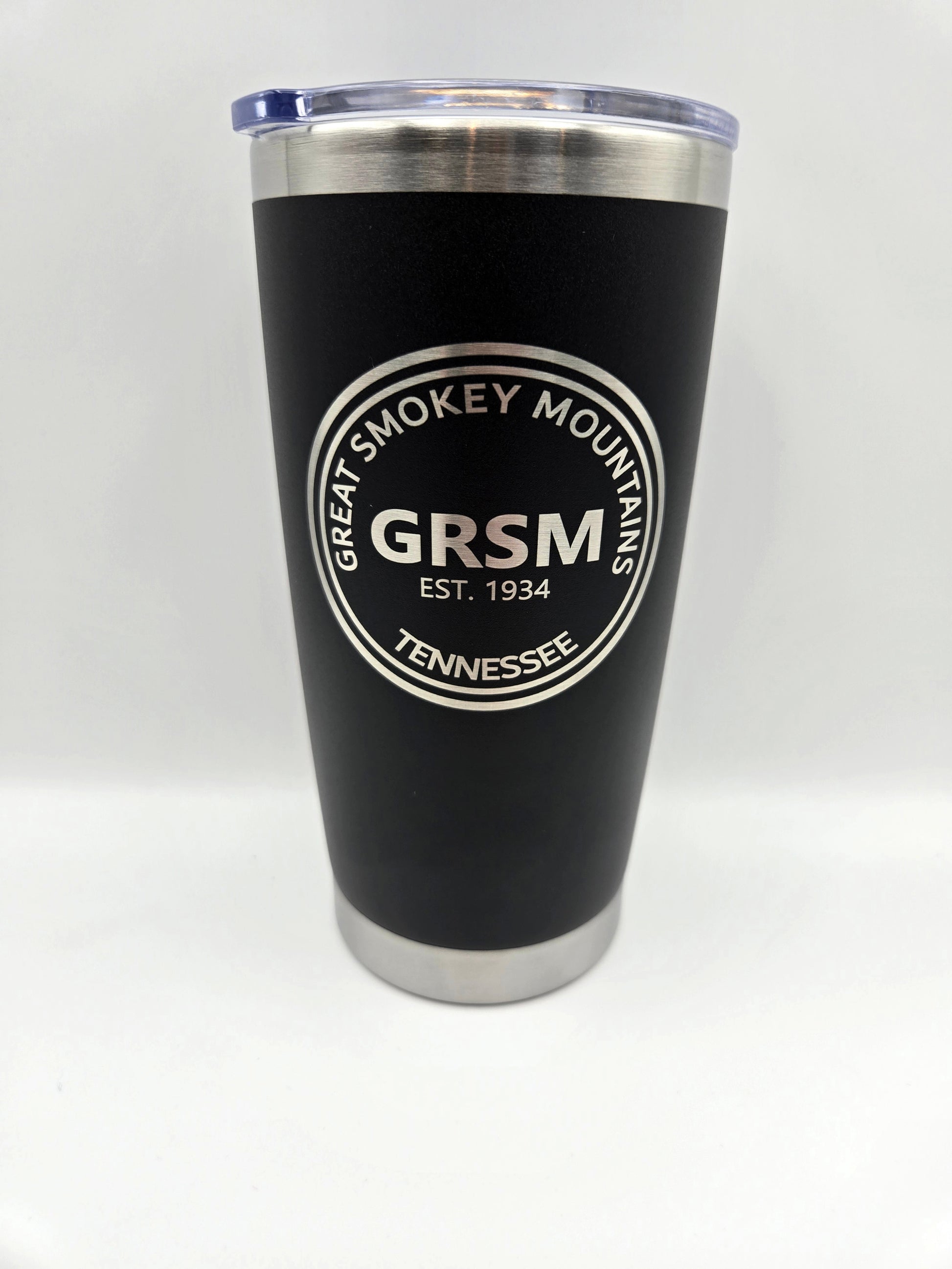 20oz insulated tumbler engraved with Great Smokey Mountains National Park logo