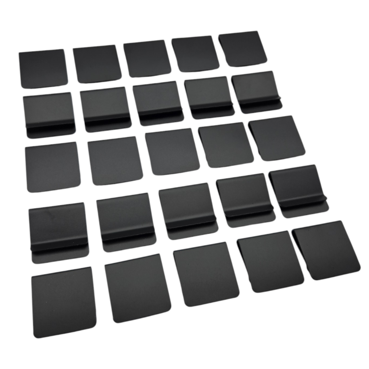 Black anodized aluminum hat brim clip blanks, 25 pack for laser engraving
