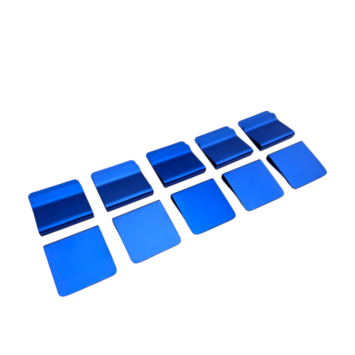 Blue anodized aluminum hat brim clip blanks, 10 pack for laser engraving