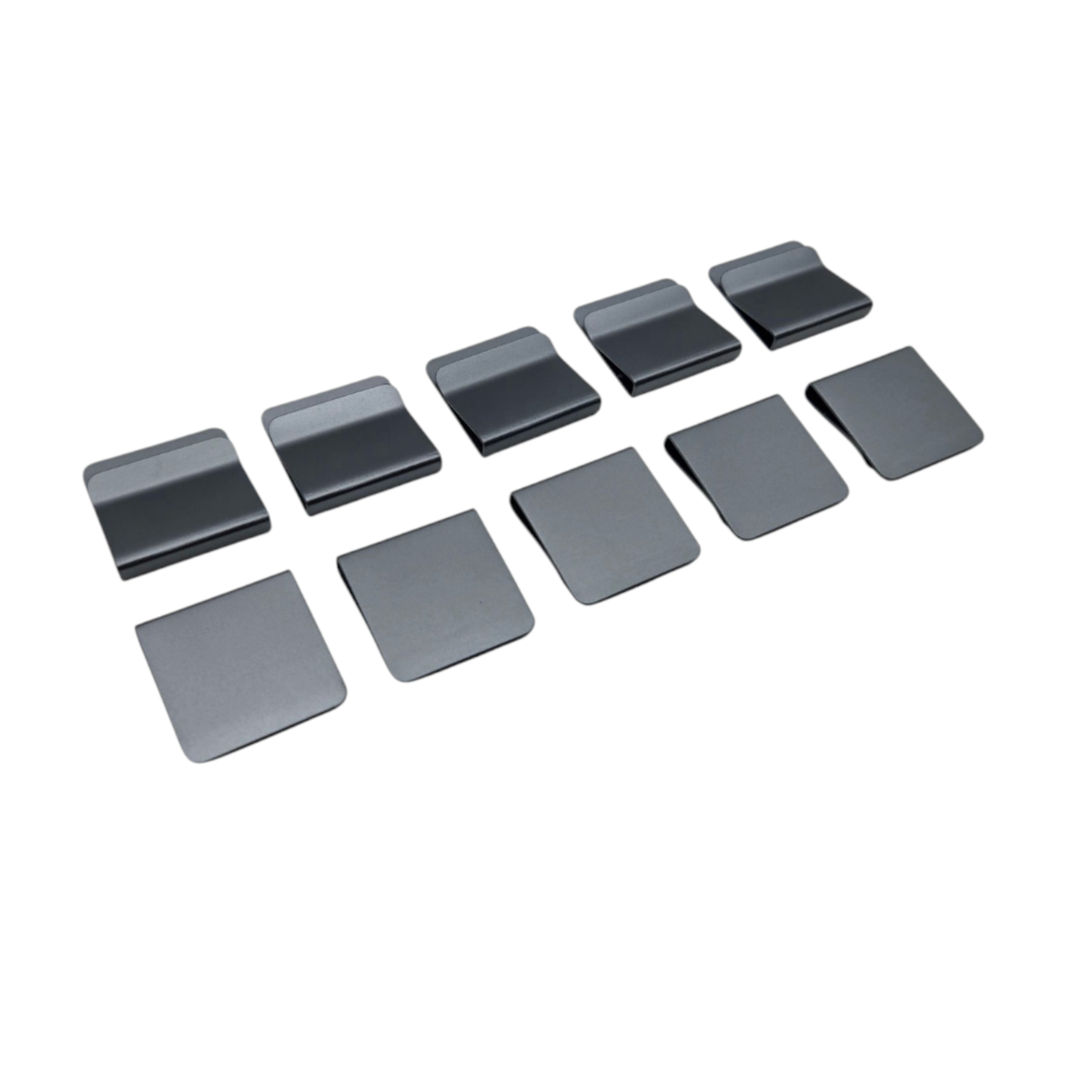 Dark Gray anodized aluminum hat brim clip blanks, 10 pack for laser engraving