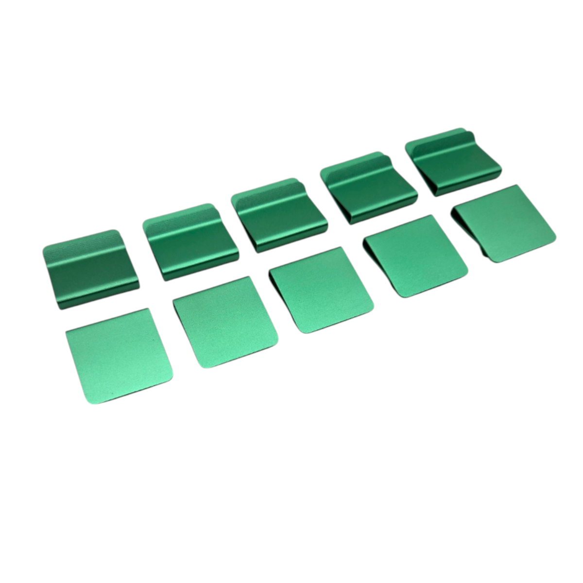 Green anodized aluminum hat brim clip blanks, 10 pack for laser engraving