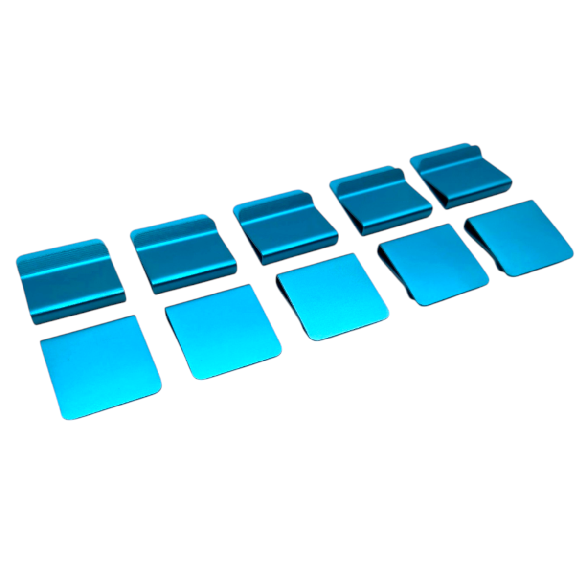 Light Blue anodized aluminum hat brim clip blanks, 10 pack for laser engraving