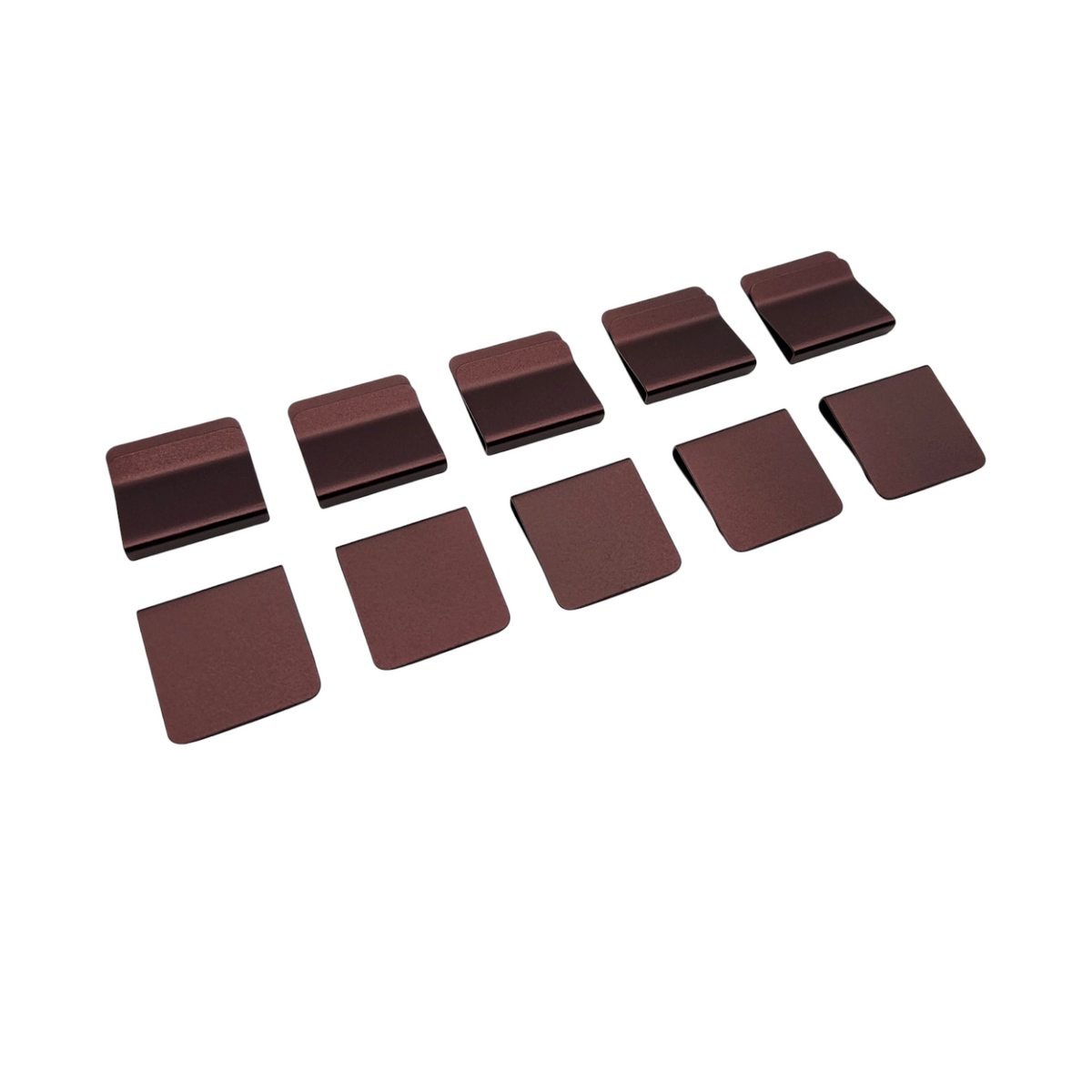 Maroon anodized aluminum hat brim clip blanks, 10 pack for laser engraving