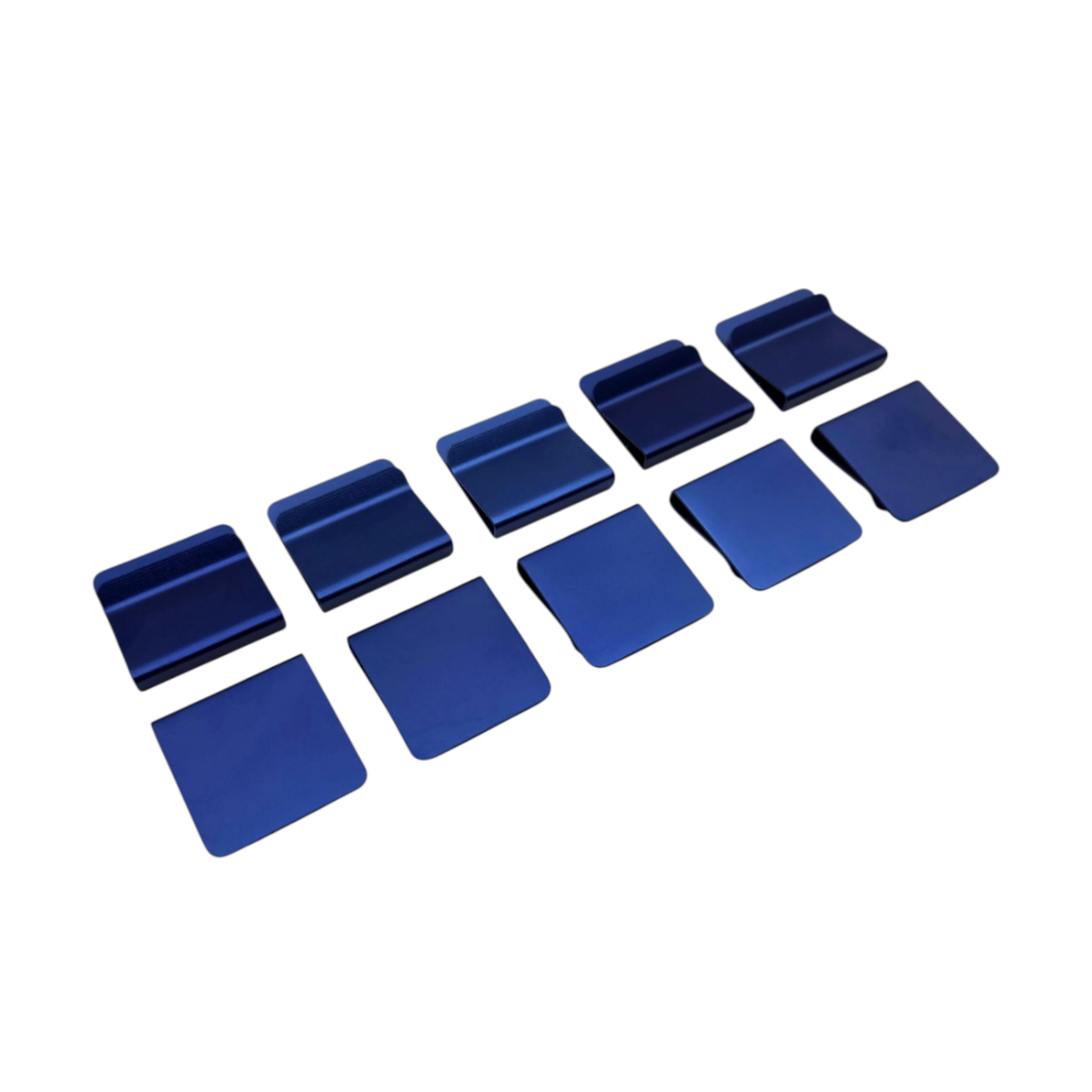 Navy Blue anodized aluminum hat brim clip blanks, 10 pack for laser engraving
