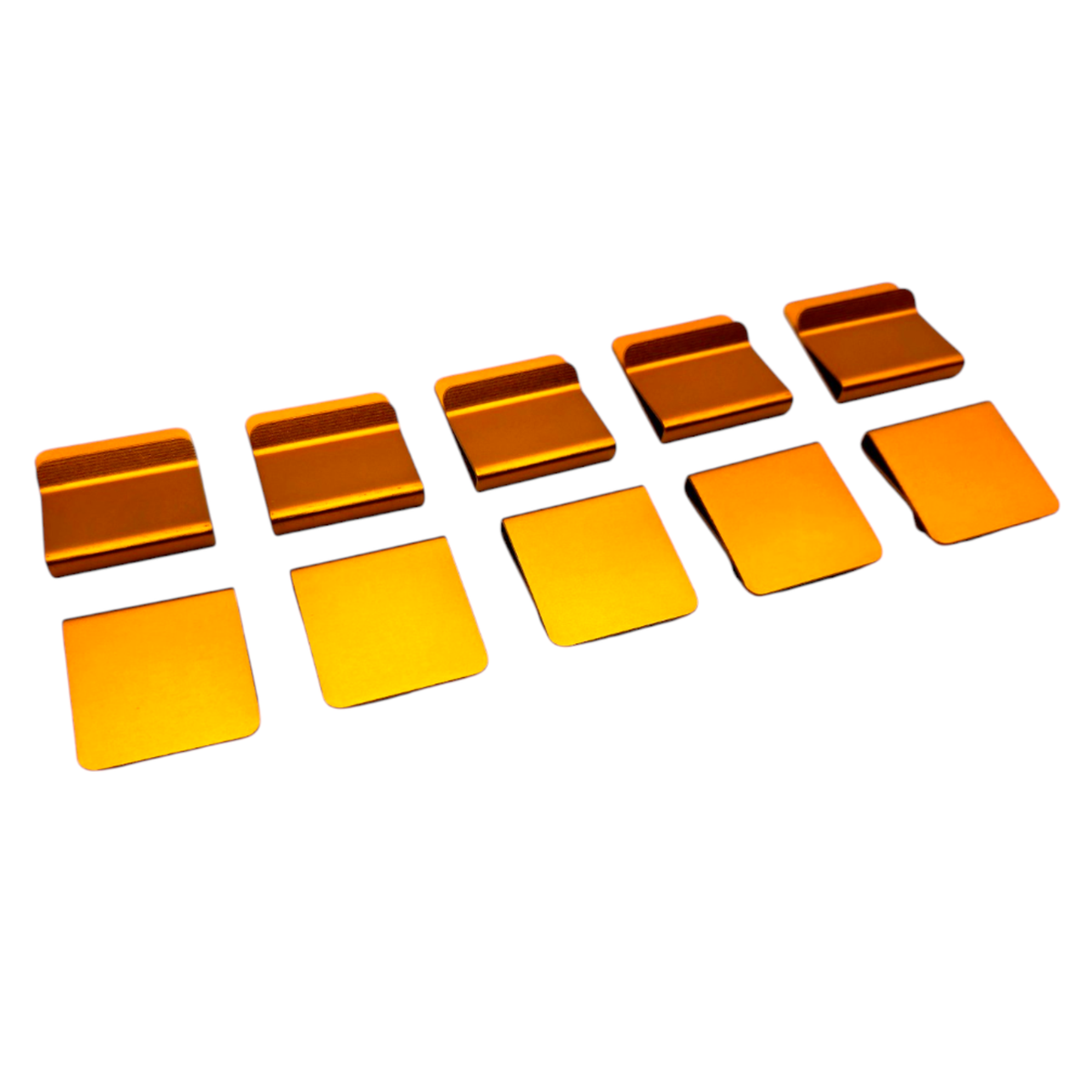Orange anodized aluminum hat brim clip blanks, 10 pack for laser engraving