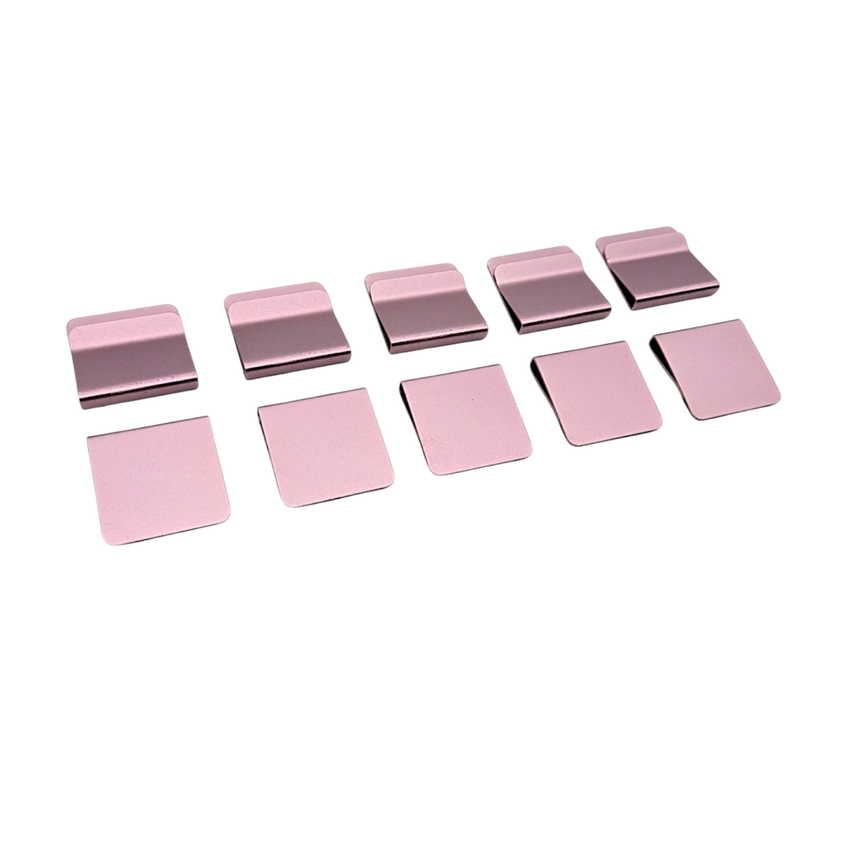 Pink anodized aluminum hat brim clip blanks, 10 pack for laser engraving
