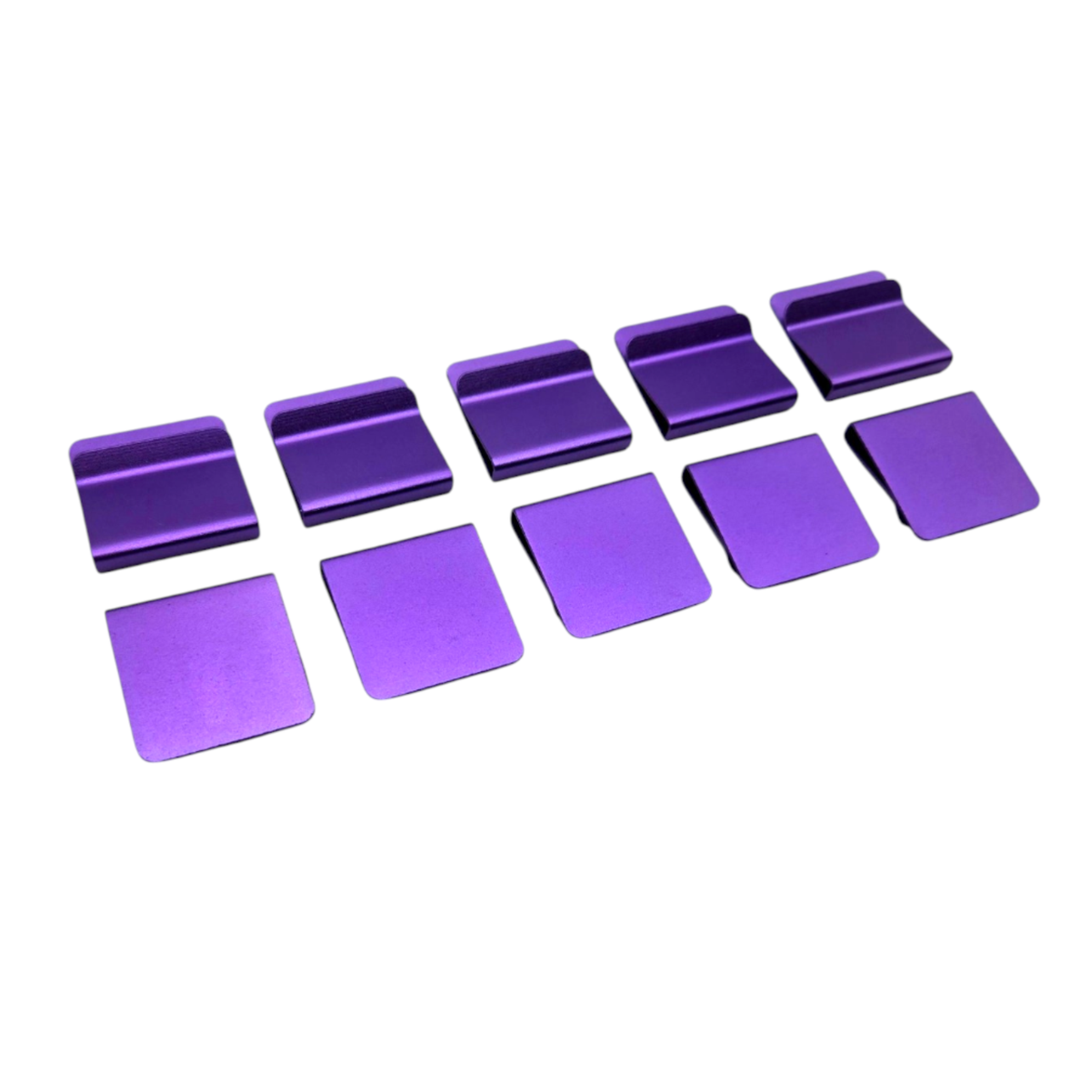 Purple anodized aluminum hat brim clip blanks, 10 pack for laser engraving