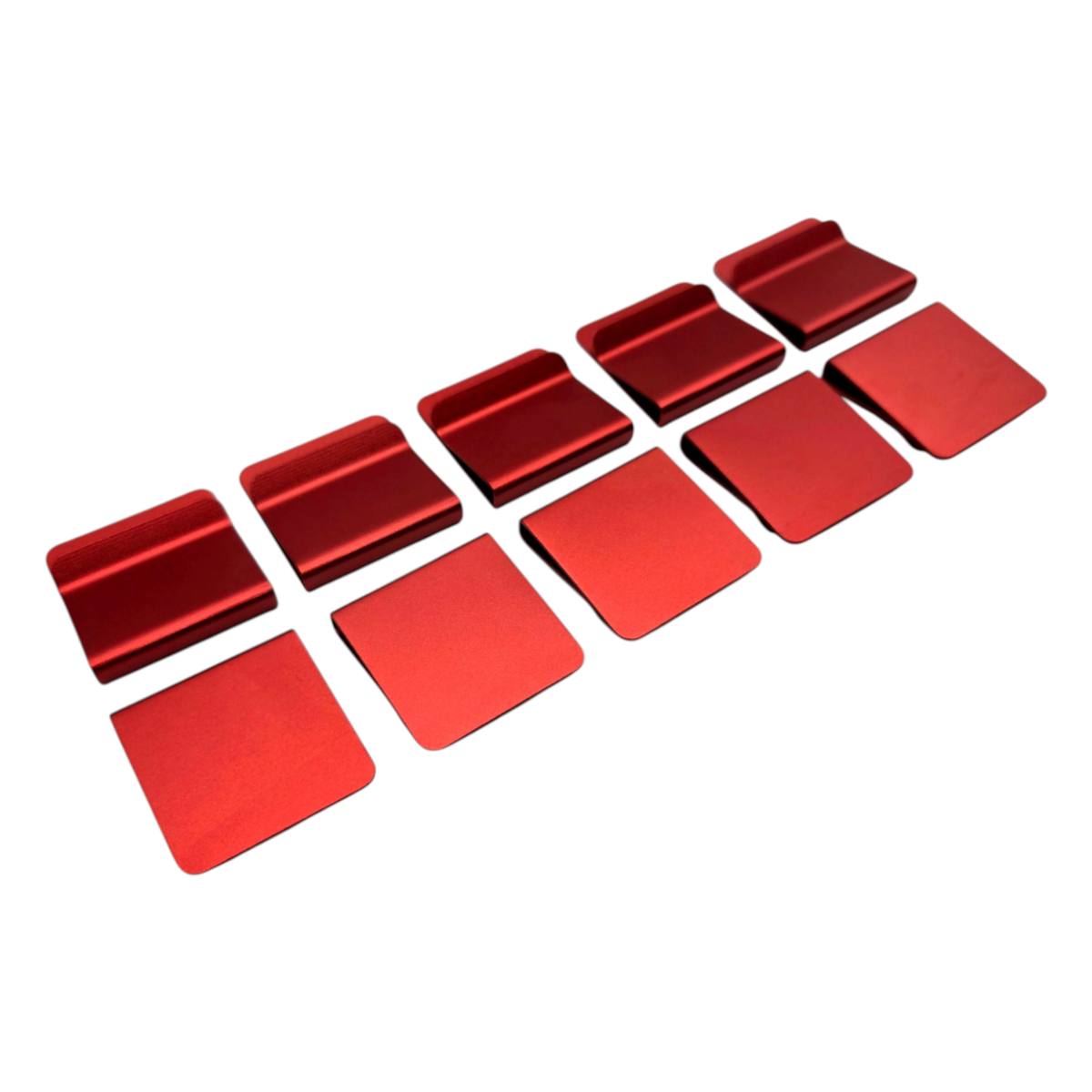 Red anodized aluminum hat brim clip blanks, 10 pack for laser engraving