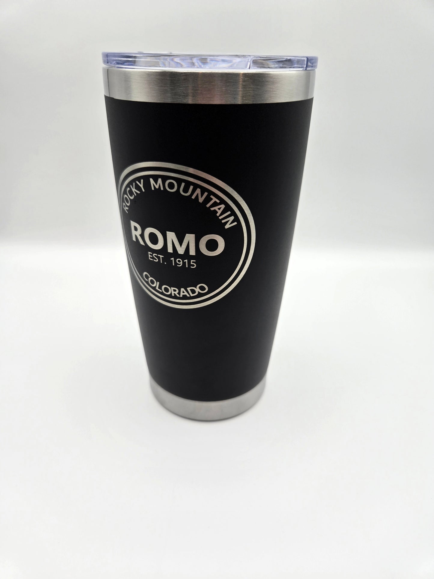 20oz insulated tumbler engraved with Rocky Mountain National Park logo