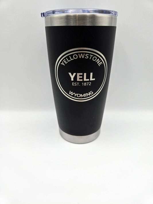 20oz insulated tumbler engraved with Yellowstone National Park logo