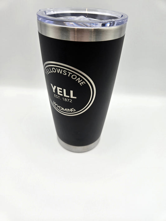 20oz insulated tumbler engraved with Yellowstone National Park logo