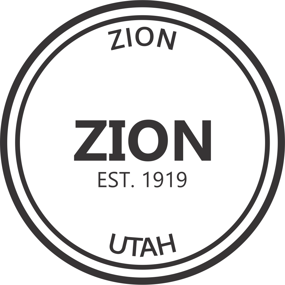 Engraving artwork showing Zion National Park logo design